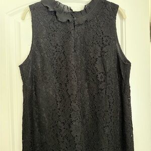 J. Crew Black Sleeveless Ruffled Blouse